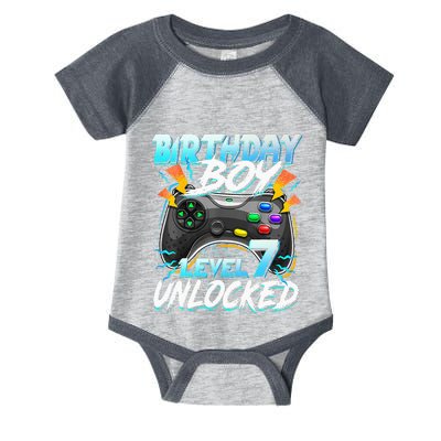 Birthday Boy Level 7 Unlocked Video Game Birthday Party Infant Baby Jersey Bodysuit