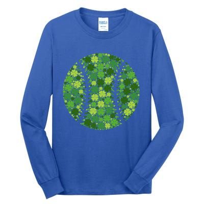 Baseball Ball Lucky Green Shamrock Clover Gift St Patricks Day Gift Tall Long Sleeve T-Shirt