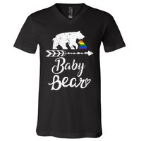 Baby Bear Lgbt Lgbtq Rainbow Pride Gay Lesbian V-Neck T-Shirt