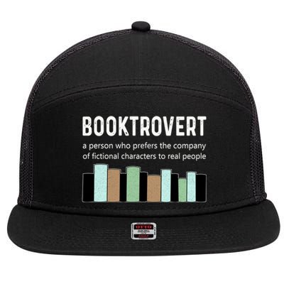 Booktrovert Book Lover Book Worm Reading Nerd Bookshelf Gift 7 Panel Mesh Trucker Snapback Hat