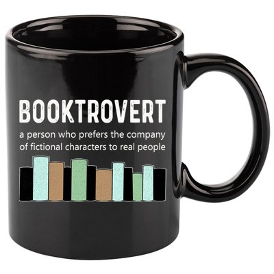 Booktrovert Book Lover Book Worm Reading Nerd Bookshelf Gift 11oz C Handle Ceramic Mug