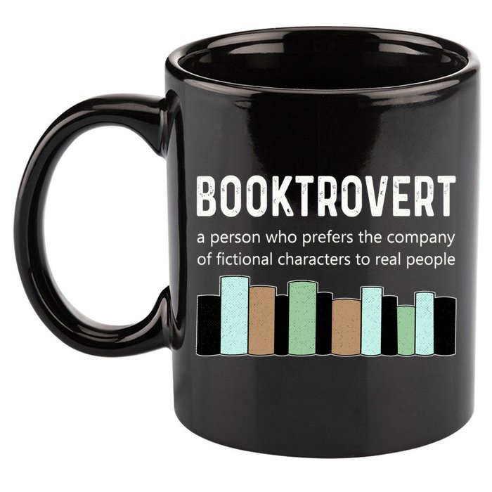 Booktrovert Book Lover Book Worm Reading Nerd Bookshelf Gift 11oz C Handle Ceramic Mug