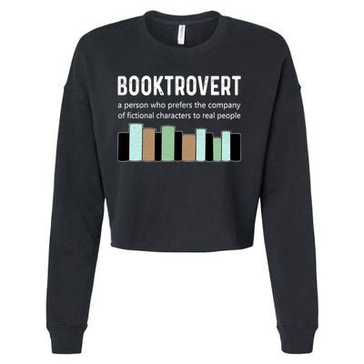 Booktrovert Book Lover Book Worm Reading Nerd Bookshelf Gift Cropped Pullover Crew