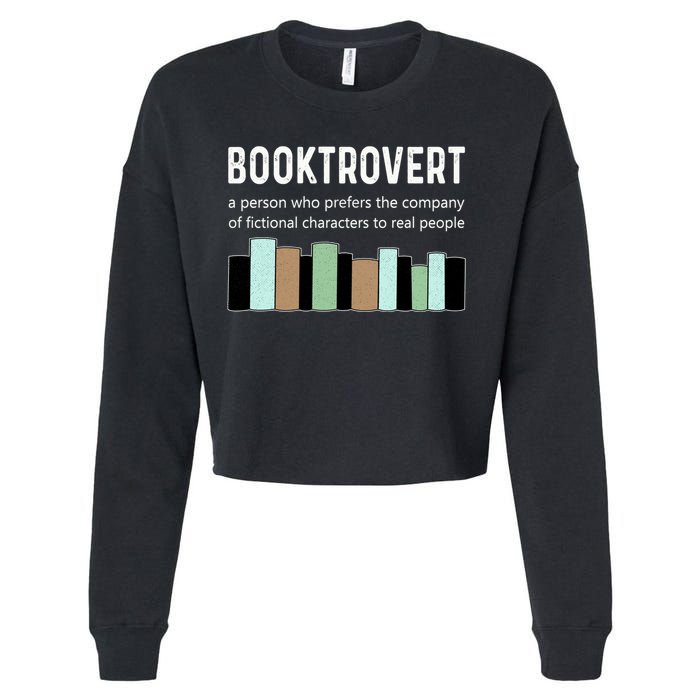 Booktrovert Book Lover Book Worm Reading Nerd Bookshelf Gift Cropped Pullover Crew