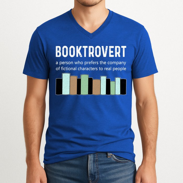 Booktrovert Book Lover Book Worm Reading Nerd Bookshelf Gift V-Neck T-Shirt