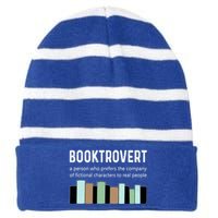 Booktrovert Book Lover Book Worm Reading Nerd Bookshelf Gift Striped Beanie with Solid Band