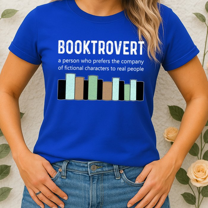 Booktrovert Book Lover Book Worm Reading Nerd Bookshelf Gift Womens T-Shirt