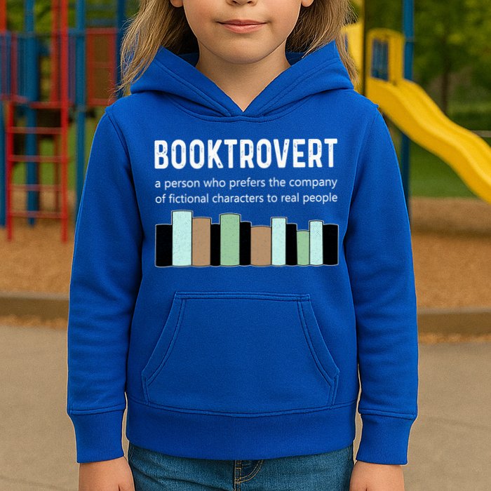 Booktrovert Book Lover Book Worm Reading Nerd Bookshelf Gift Kids Hoodie