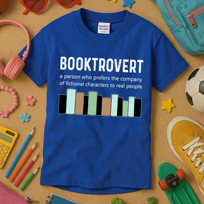 Booktrovert Book Lover Book Worm Reading Nerd Bookshelf Gift Kids T-Shirt