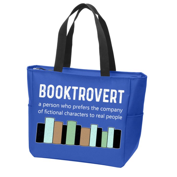 Booktrovert Book Lover Book Worm Reading Nerd Bookshelf Gift Zip Tote Bag