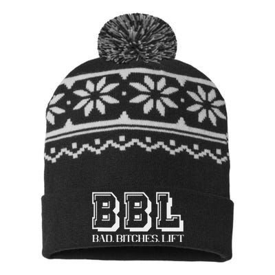 Bad Bitches Lift Heavy Gym Workout Motivation USA-Made Snowflake Beanie