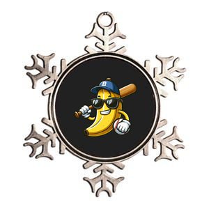 Banana Baseball Lover Cool Game Metallic Star Ornament