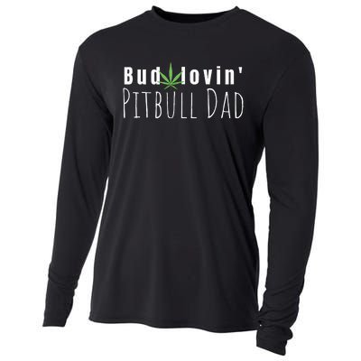 Best Bud Lovin Pitbull Dad Ever Funny Pitbull Owner Gift Cooling Performance Long Sleeve Crew