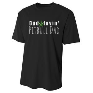 Best Bud Lovin Pitbull Dad Ever Funny Pitbull Owner Gift Performance Sprint T-Shirt