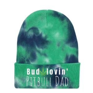 Best Bud Lovin Pitbull Dad Ever Funny Pitbull Owner Gift Tie Dye 12in Knit Beanie