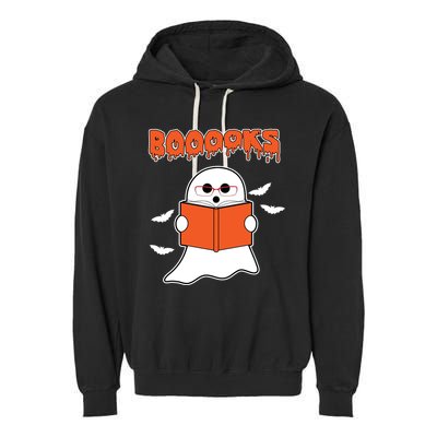 Booooks Book Lover Halloween Ghost Boo Garment-Dyed Fleece Hoodie