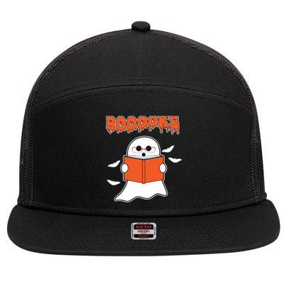 Booooks Book Lover Halloween Ghost Boo 7 Panel Mesh Trucker Snapback Hat