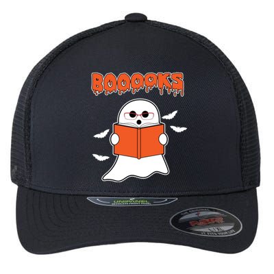 Booooks Book Lover Halloween Ghost Boo Flexfit Unipanel Trucker Cap