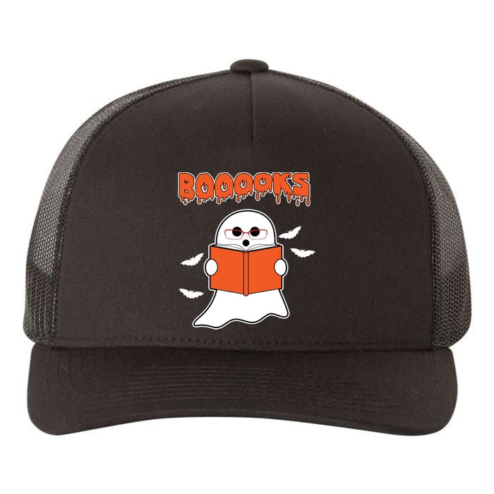 Booooks Book Lover Halloween Ghost Boo Yupoong Adult 5-Panel Trucker Hat