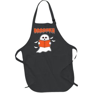 Booooks Book Lover Halloween Ghost Boo Full-Length Apron With Pockets