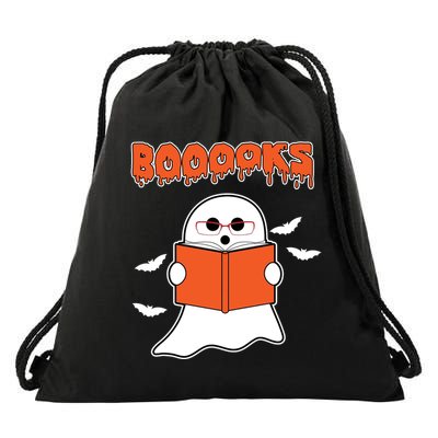 Booooks Book Lover Halloween Ghost Boo Drawstring Bag