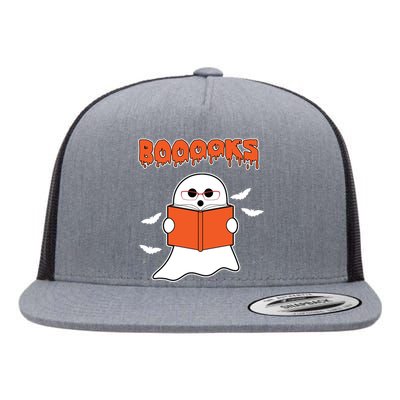 Booooks Book Lover Halloween Ghost Boo Flat Bill Trucker Hat