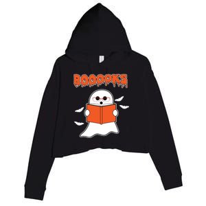 Booooks Book Lover Halloween Ghost Boo Crop Fleece Hoodie