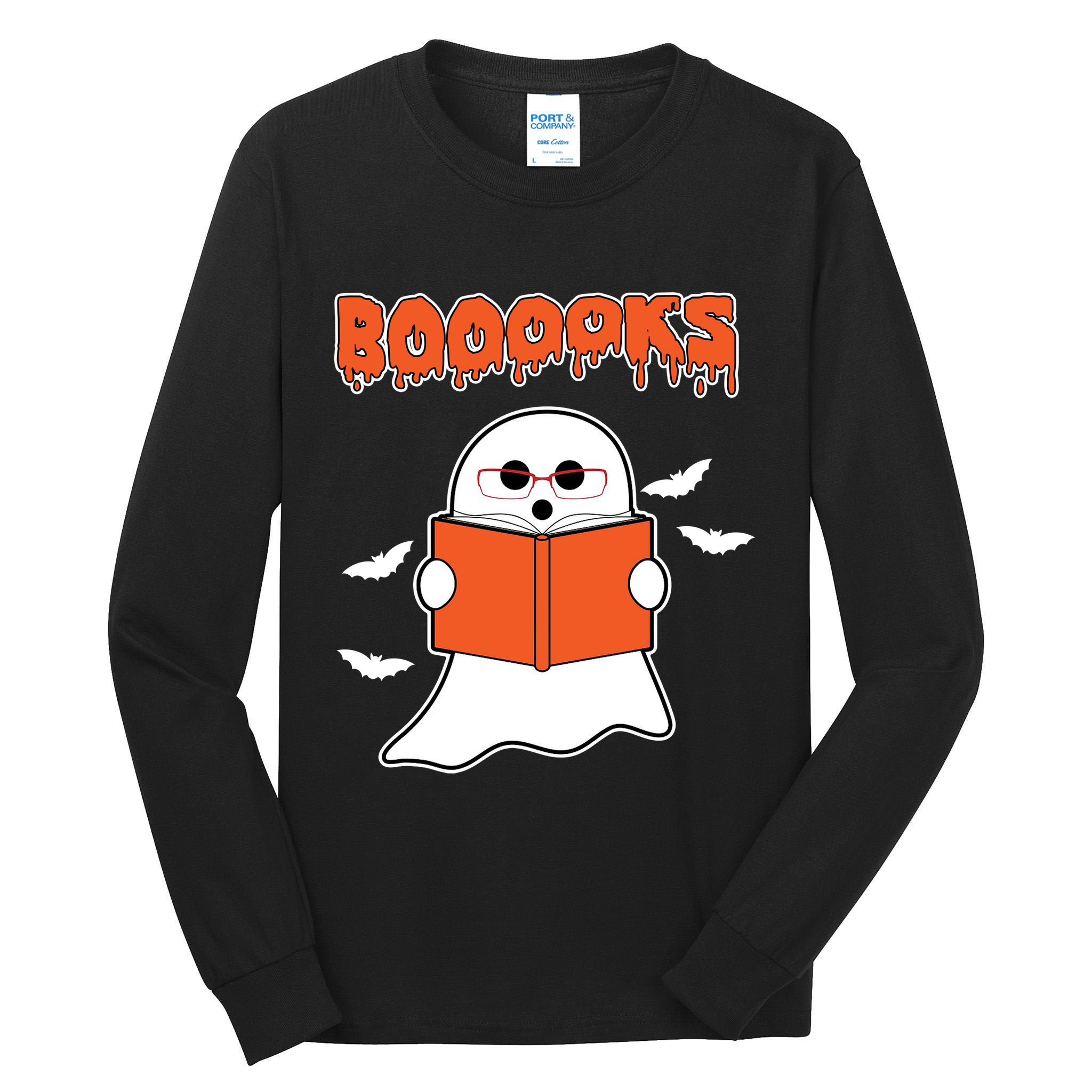 Booooks Book Lover Halloween Ghost Boo Tall Long Sleeve T-Shirt