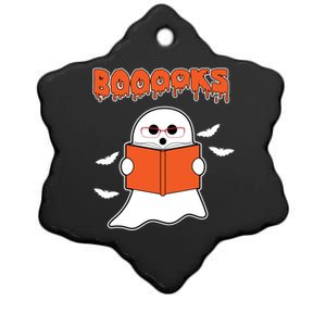 Booooks Book Lover Halloween Ghost Boo Ceramic Star Ornament