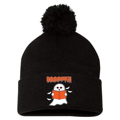 Booooks Book Lover Halloween Ghost Boo Pom Pom 12in Knit Beanie