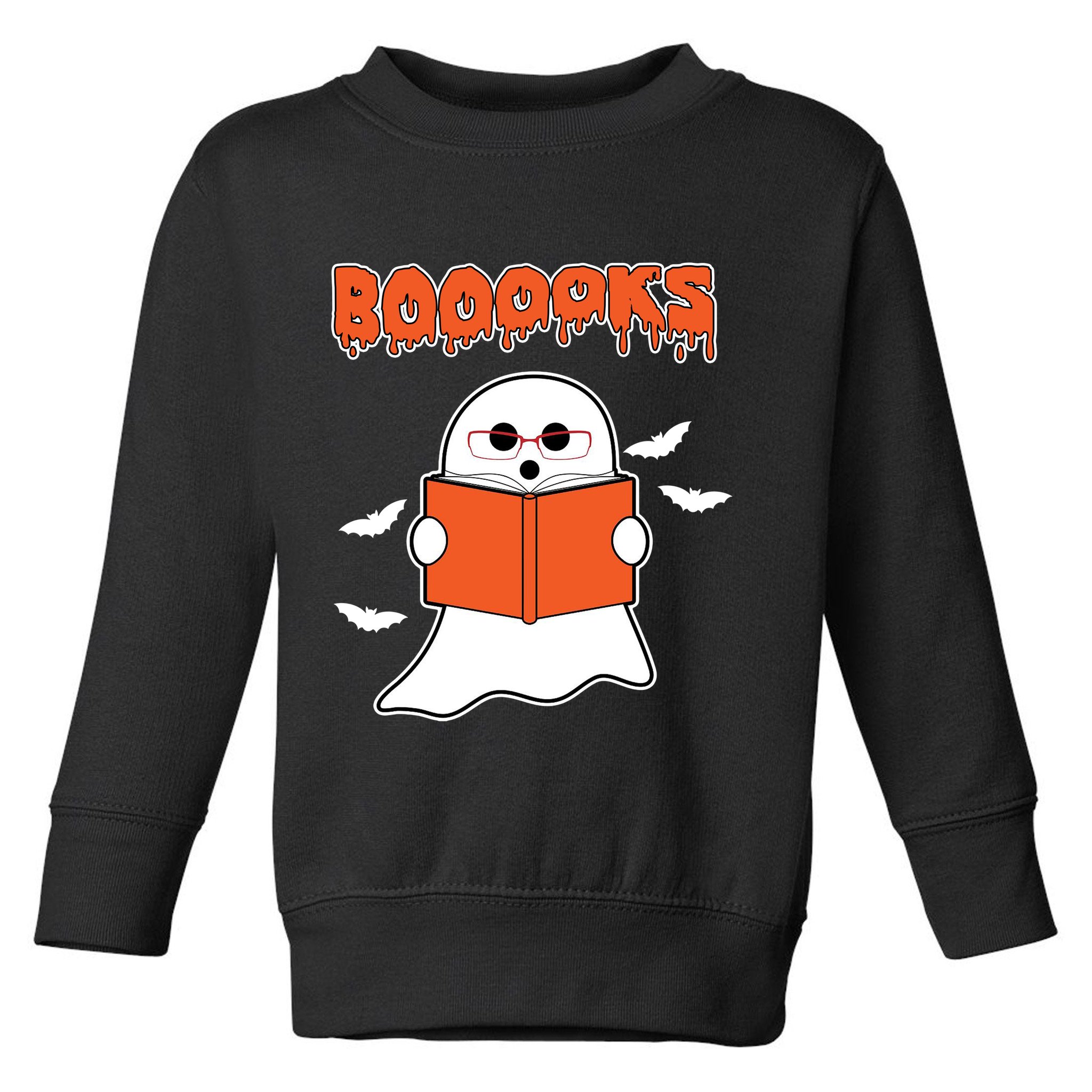 Booooks Book Lover Halloween Ghost Boo Toddler Sweatshirt
