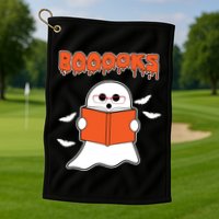 Booooks Book Lover Halloween Ghost Boo Golf Towel