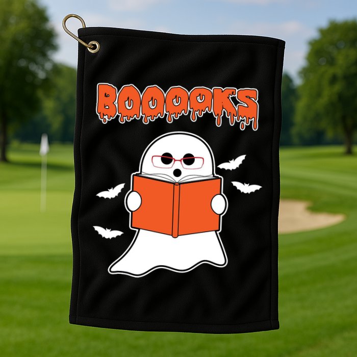Booooks Book Lover Halloween Ghost Boo Golf Towel