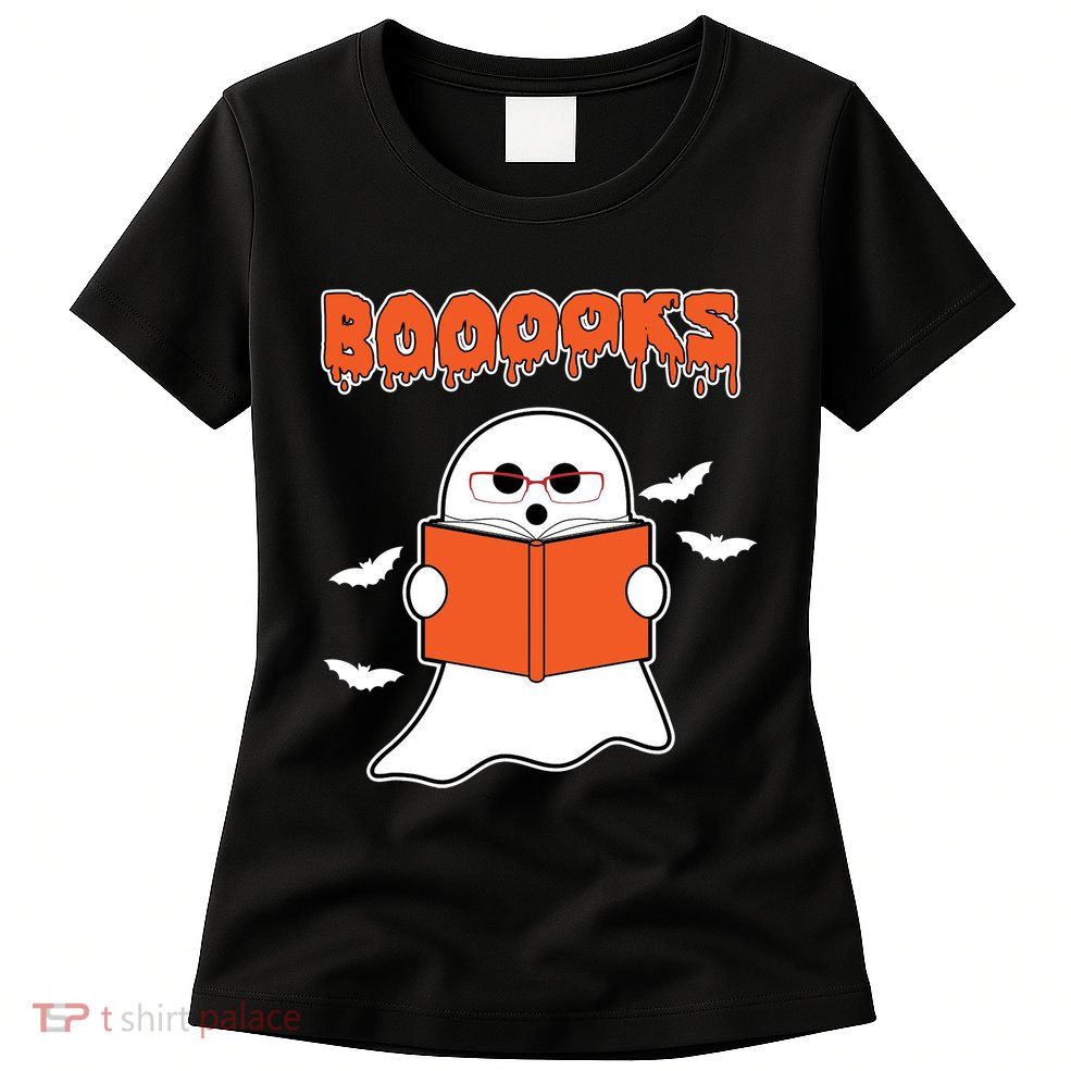 Booooks Book Lover Halloween Ghost Boo Womens T-Shirt