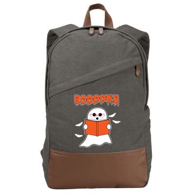 Booooks Book Lover Halloween Ghost Boo Cotton Canvas Backpack