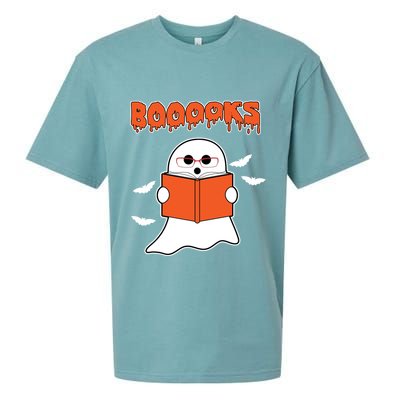Booooks Book Lover Halloween Ghost Boo Sueded Cloud Jersey T-Shirt