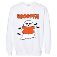 Booooks Book Lover Halloween Ghost Boo Garment-Dyed Sweatshirt