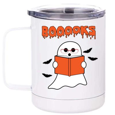 Booooks Book Lover Halloween Ghost Boo 12 oz Stainless Steel Tumbler Cup