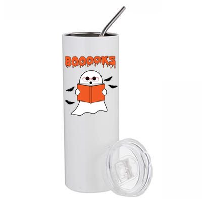 Booooks Book Lover Halloween Ghost Boo Stainless Steel Tumbler