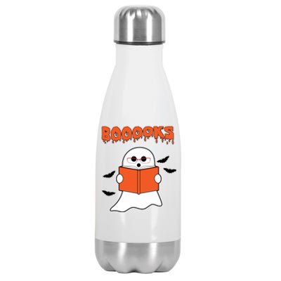 Booooks Book Lover Halloween Ghost Boo Stainless Steel Insulated Water Bottle