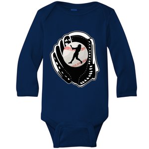 Baseball Batter Left Handed Baby Long Sleeve Bodysuit