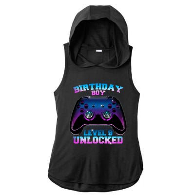 Birthday Boy Level 9 Unlocked Birthday Gift Ladies PosiCharge Tri-Blend Wicking Draft Hoodie Tank