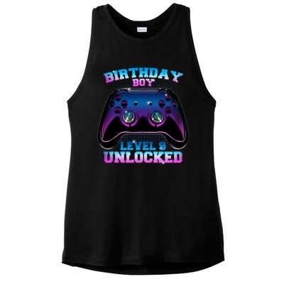 Birthday Boy Level 9 Unlocked Birthday Gift Ladies PosiCharge Tri-Blend Wicking Tank