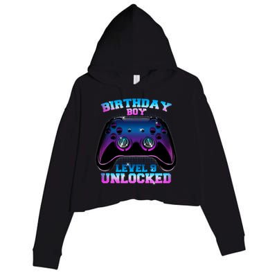 Birthday Boy Level 9 Unlocked Birthday Gift Crop Fleece Hoodie