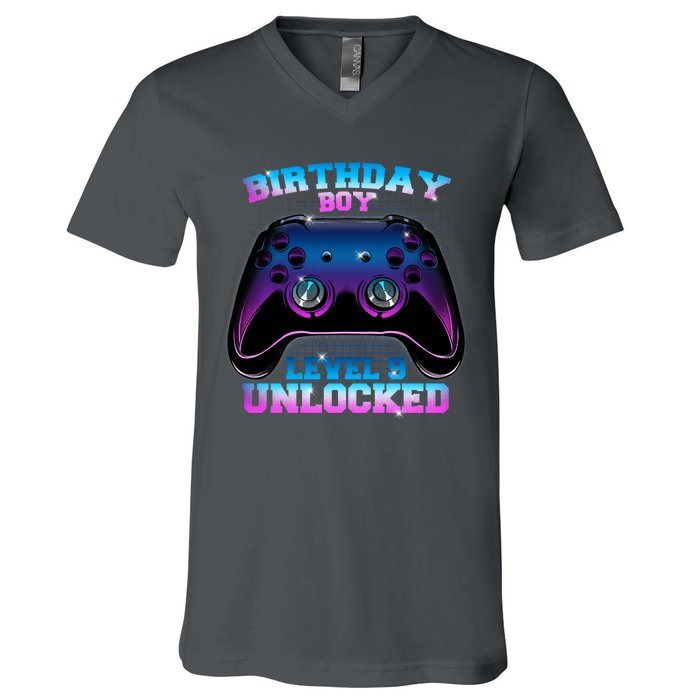 Birthday Boy Level 9 Unlocked Birthday Gift V-Neck T-Shirt