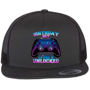 Birthday Boy Level 9 Unlocked Birthday Gift Flat Bill Trucker Hat