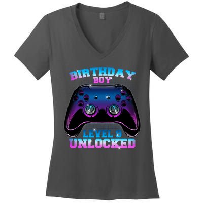 Birthday Boy Level 9 Unlocked Birthday Gift Women's V-Neck T-Shirt