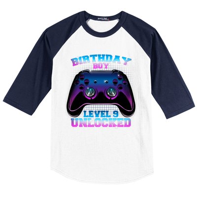 Birthday Boy Level 9 Unlocked Birthday Gift Baseball Sleeve Shirt