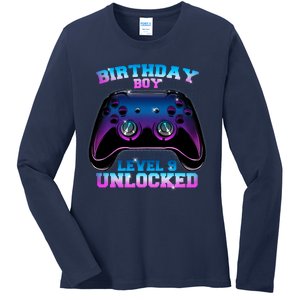 Birthday Boy Level 9 Unlocked Birthday Gift Ladies Long Sleeve Shirt