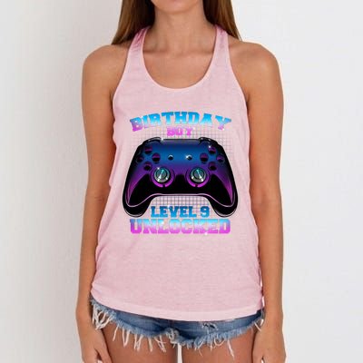 Birthday Boy Level 9 Unlocked Birthday Gift Women's Knotted Racerback Tank